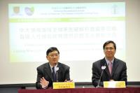 Prof. Leung Ting-fan, Chairman of Department of Paediatrics, Faculty of Medicine, CUHK (left) and Prof. Stephen K.W. Tsui (right) of the School of Biomedical Sciences at the press conference